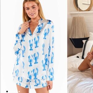 Show Me Your MuMu White and Blue Lobster Pajama Set